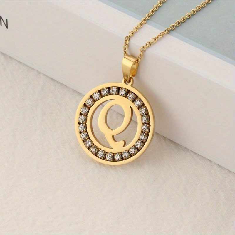 Crystal Initial Ring Necklace