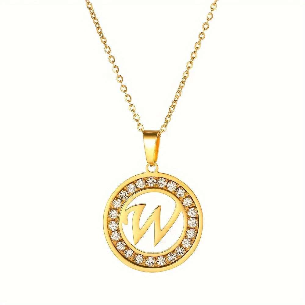 Crystal Initial Ring Necklace