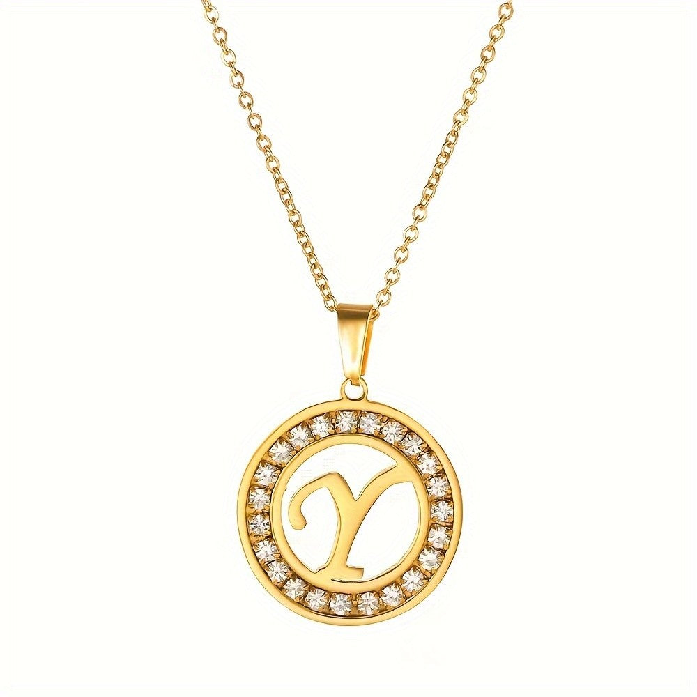 Crystal Initial Ring Necklace