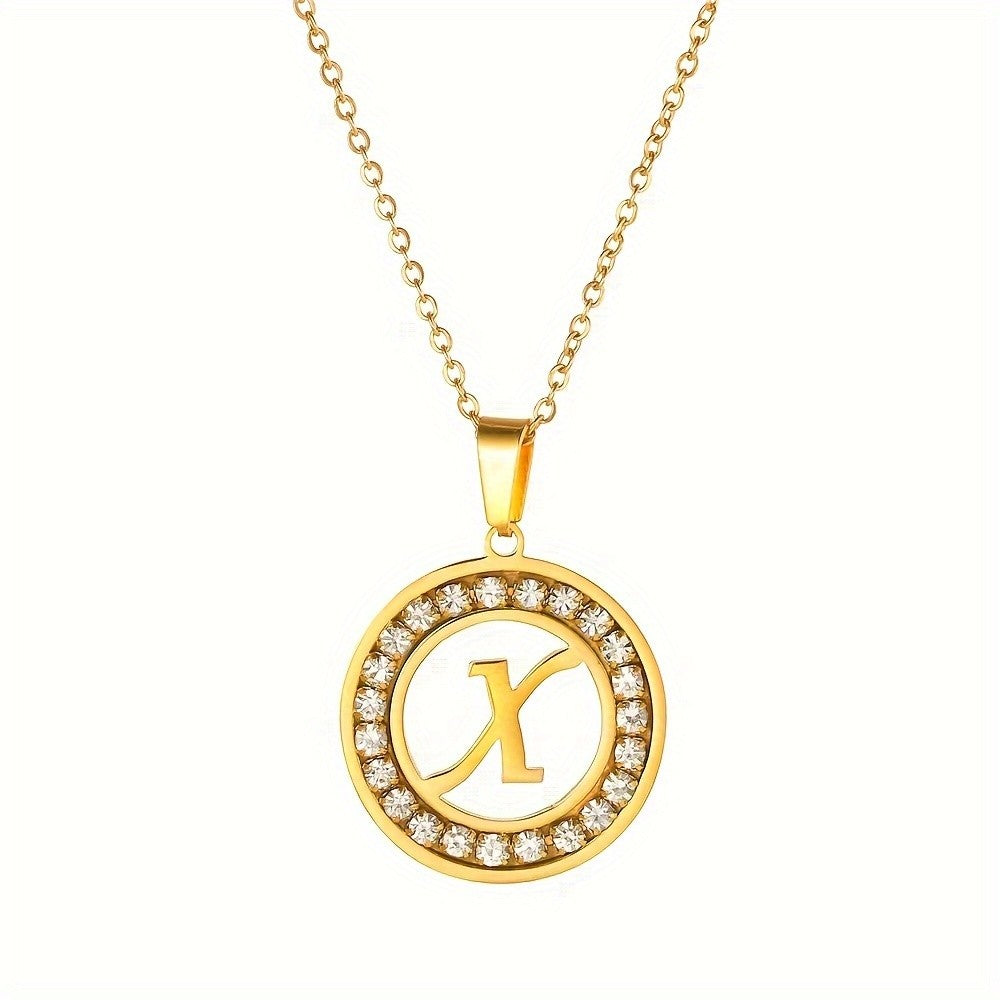 Crystal Initial Ring Necklace