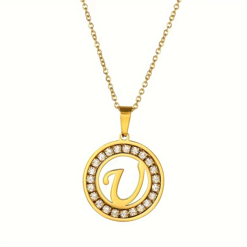 Crystal Initial Ring Necklace