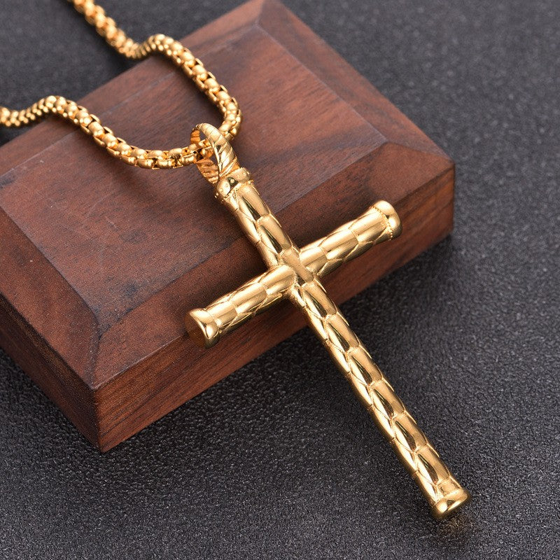 Diamond Cut Cross Necklace