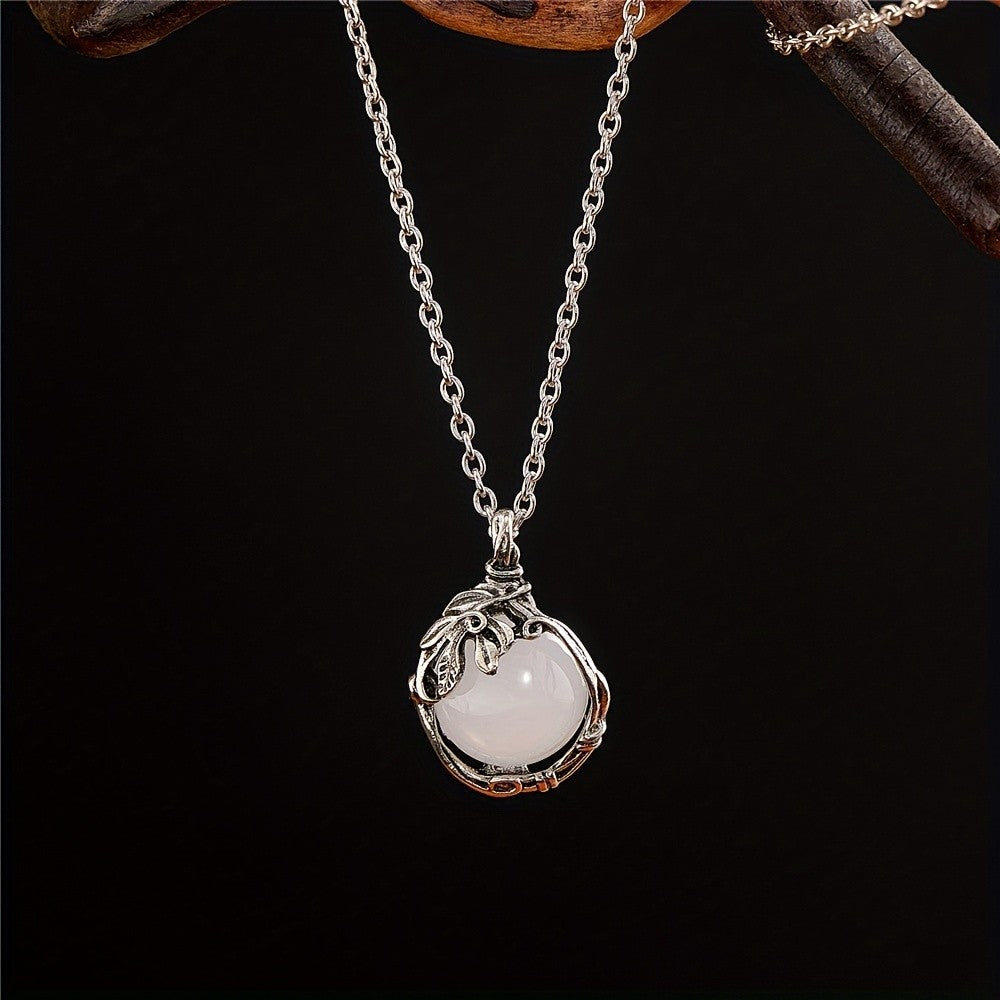 Leaf Vine Stone Pendant Necklace