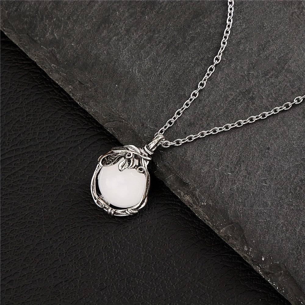 Leaf Vine Stone Pendant Necklace