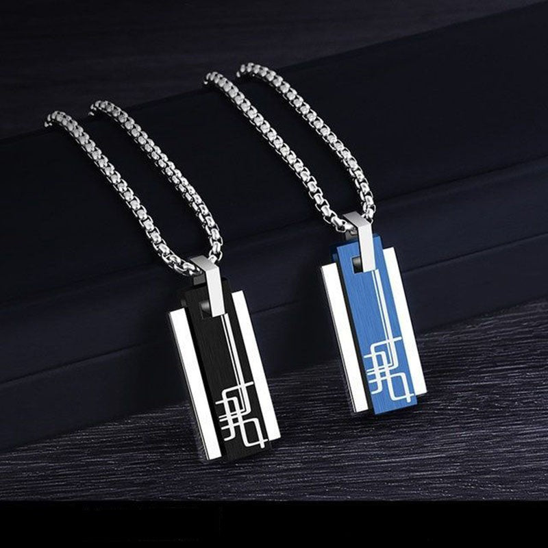 Black & Silver Geometric Pendant Necklace