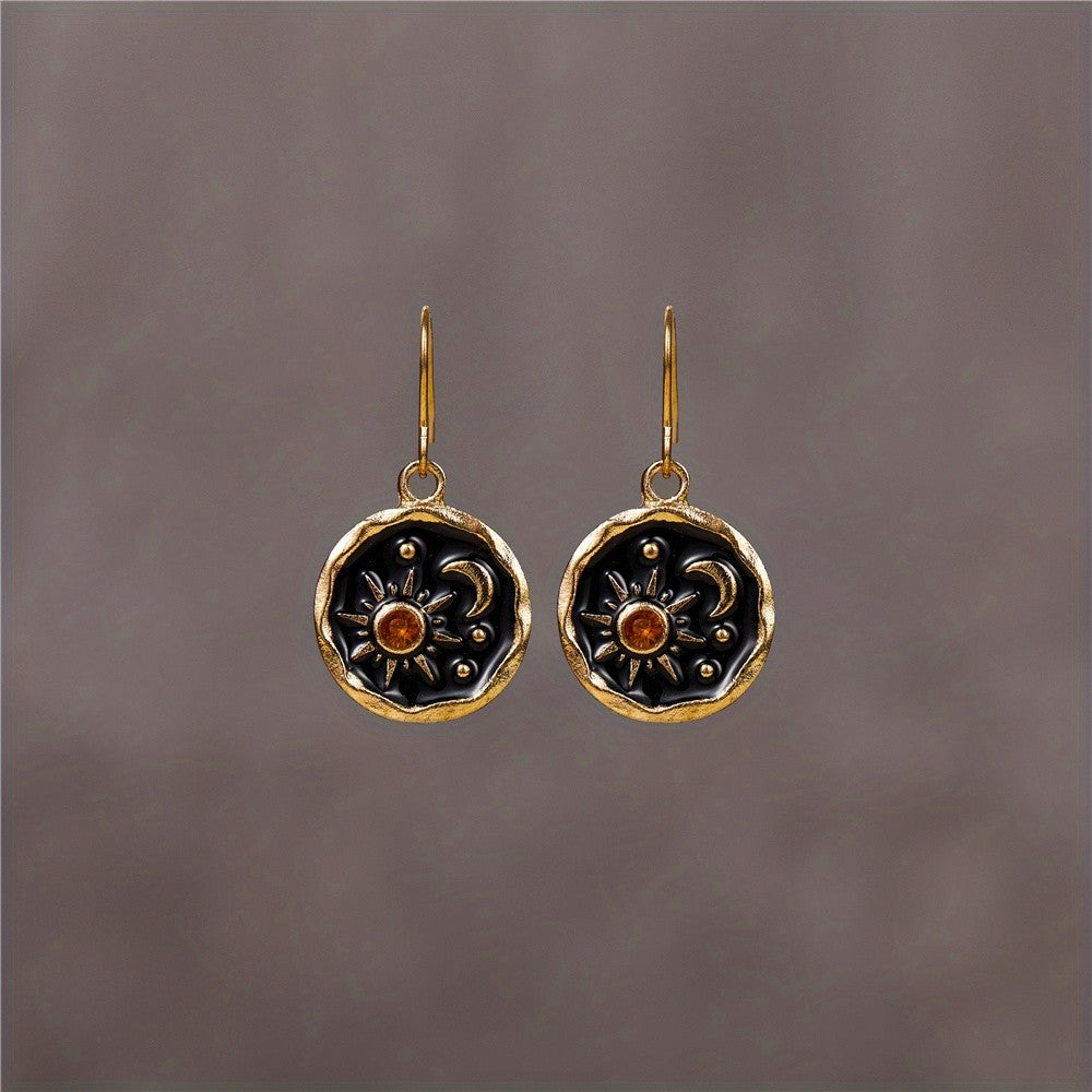 Sun & Moon Seal Drop Earrings