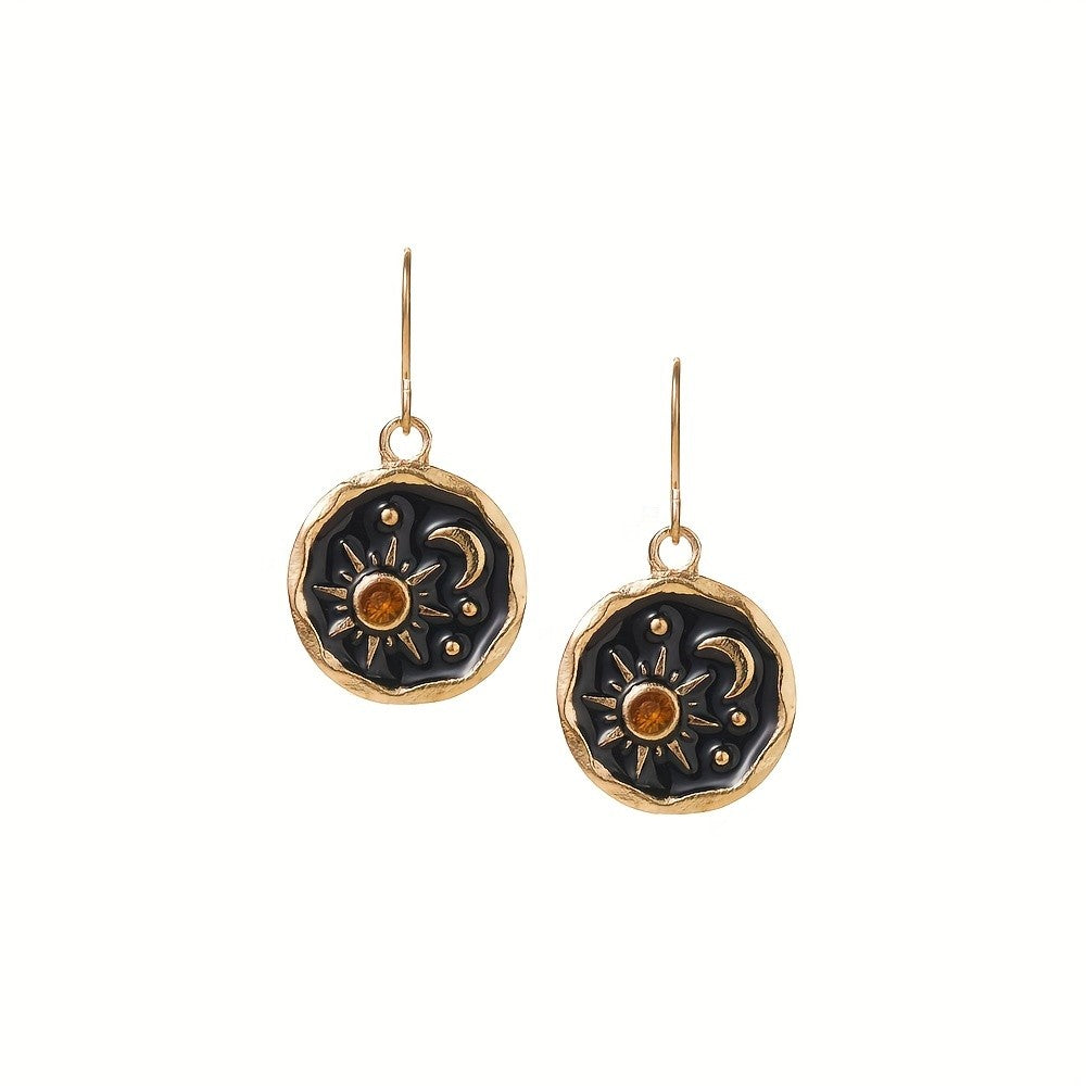 Sun & Moon Seal Drop Earrings