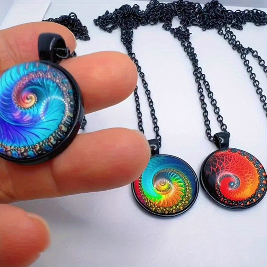 Colorful Spiral Fractal Necklace