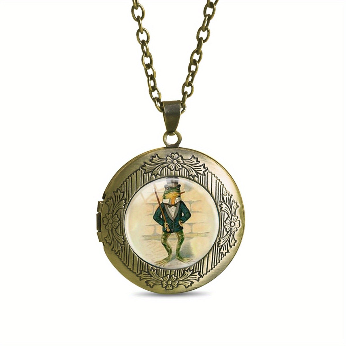 Singing Frogs Round Locket Necklace