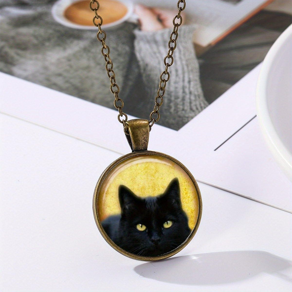 Black Cat & Butterfly Cabochon Necklace