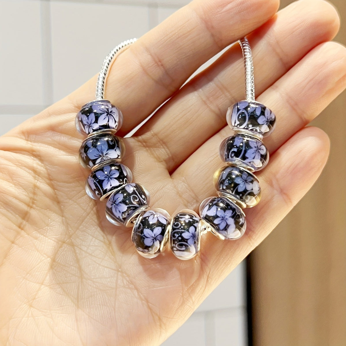 Floral Resin Charm Bracelet