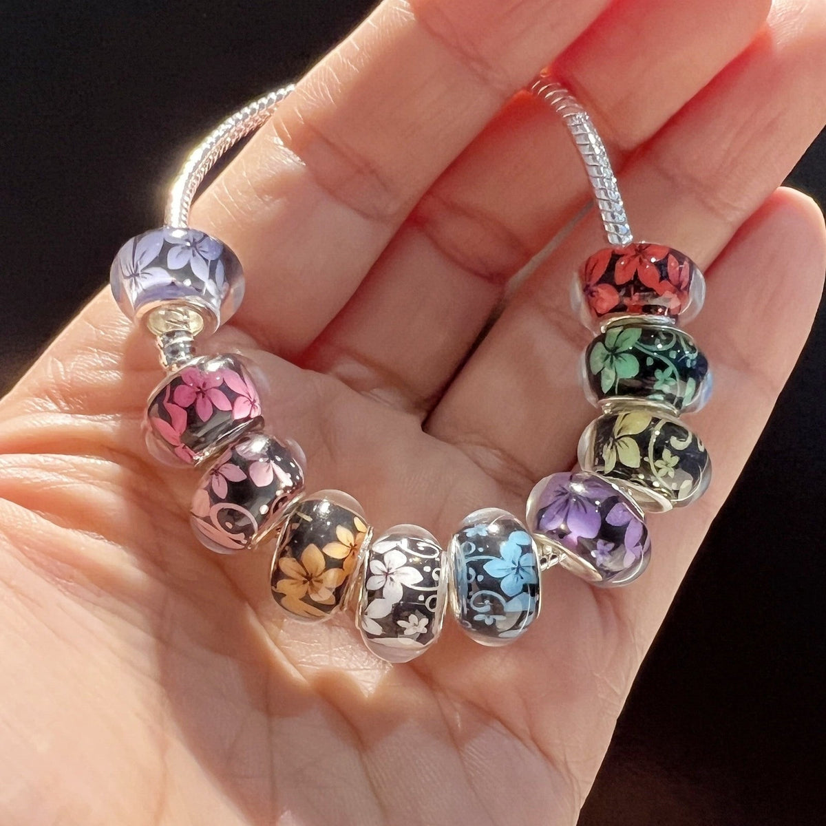 Floral Resin Charm Bracelet