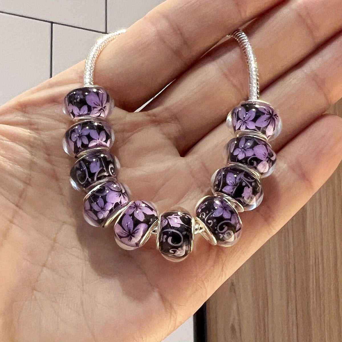 Floral Resin Charm Bracelet