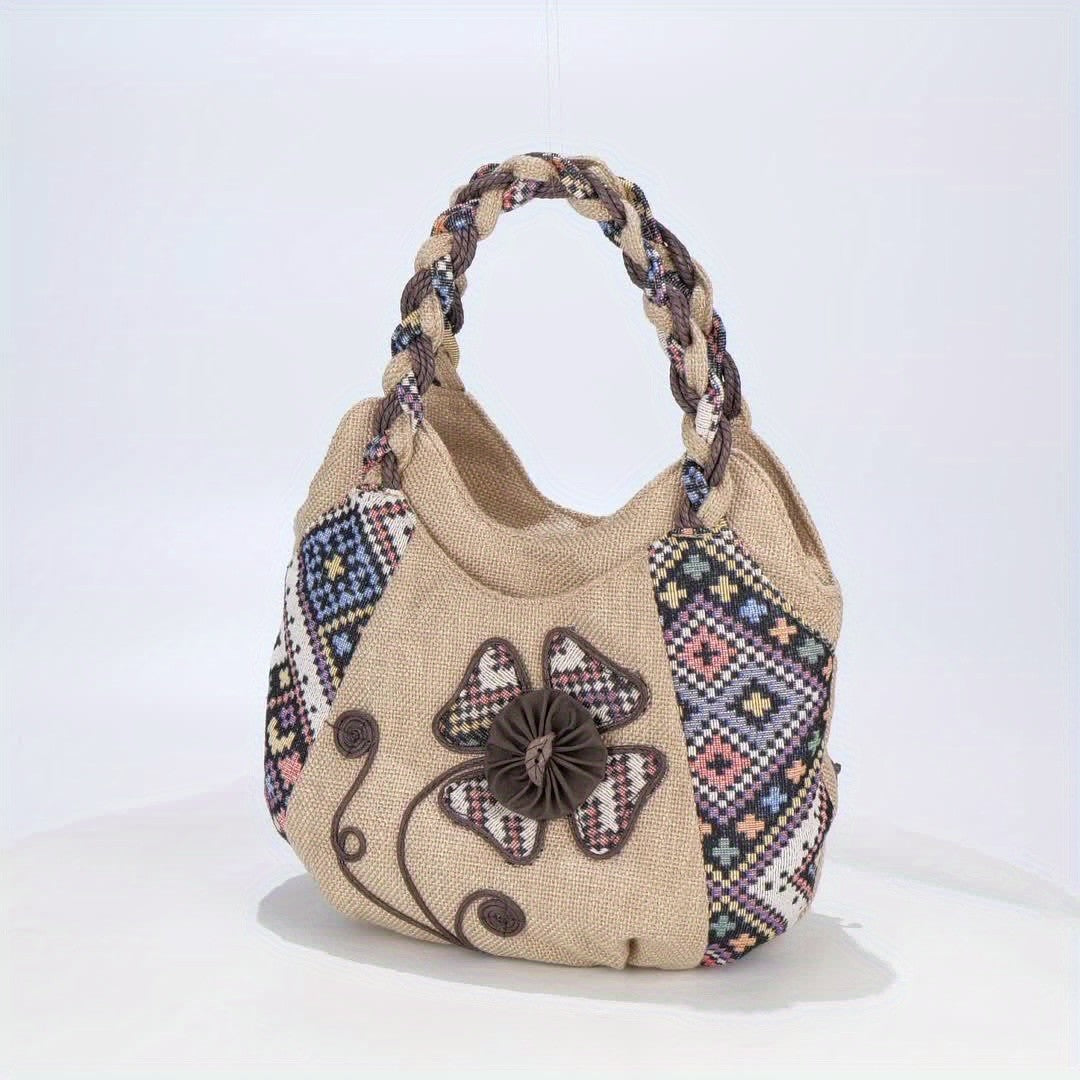 Floral Embroidered Tote Bag
