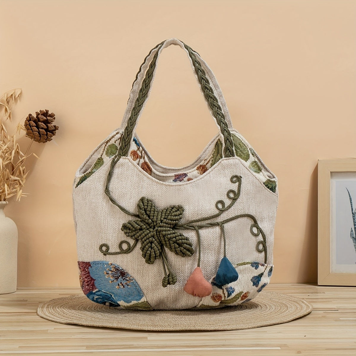 Macrame Clover Tote Bag