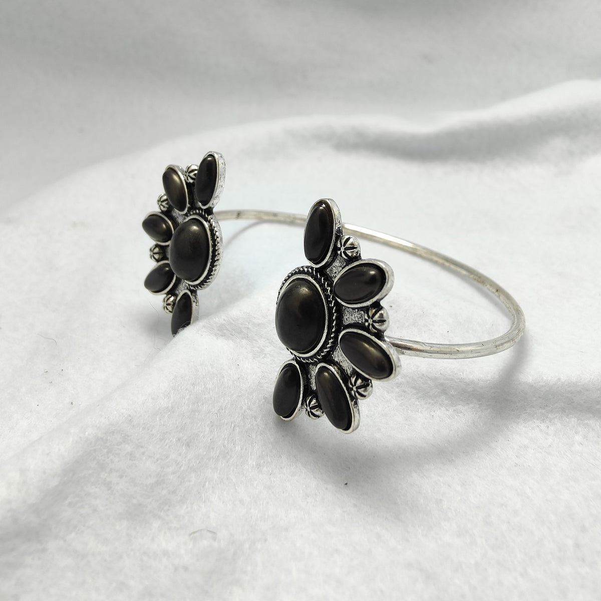 Black Floral Cuff Bracelet