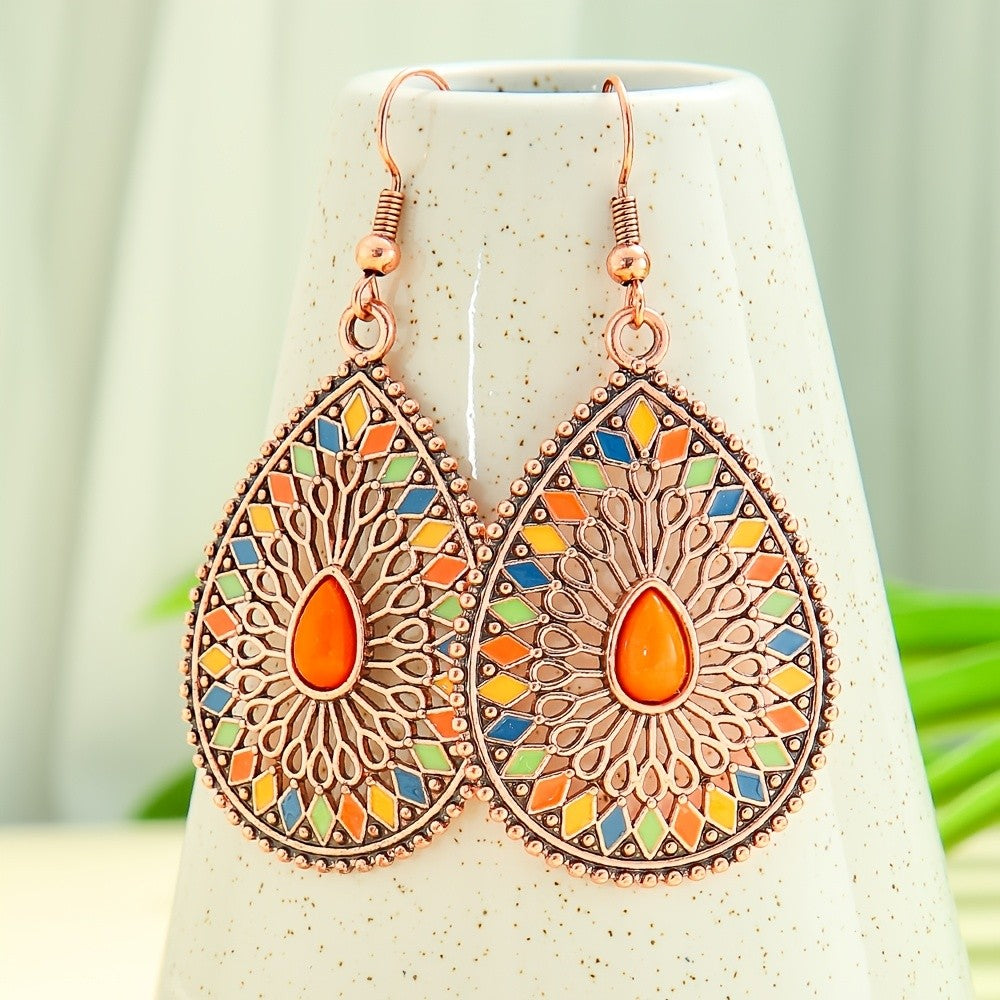 Blue Mosaic Teardrop Earrings