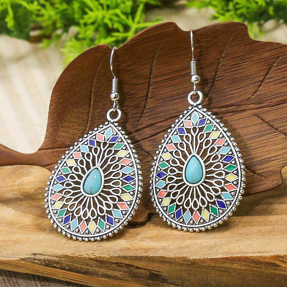 Blue Mosaic Teardrop Earrings