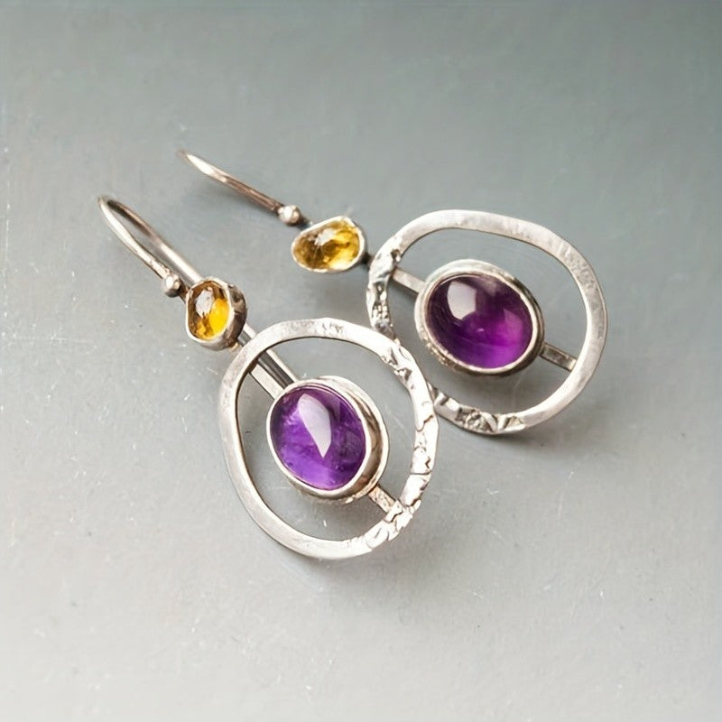 Amethyst & Citrine Disc Earrings