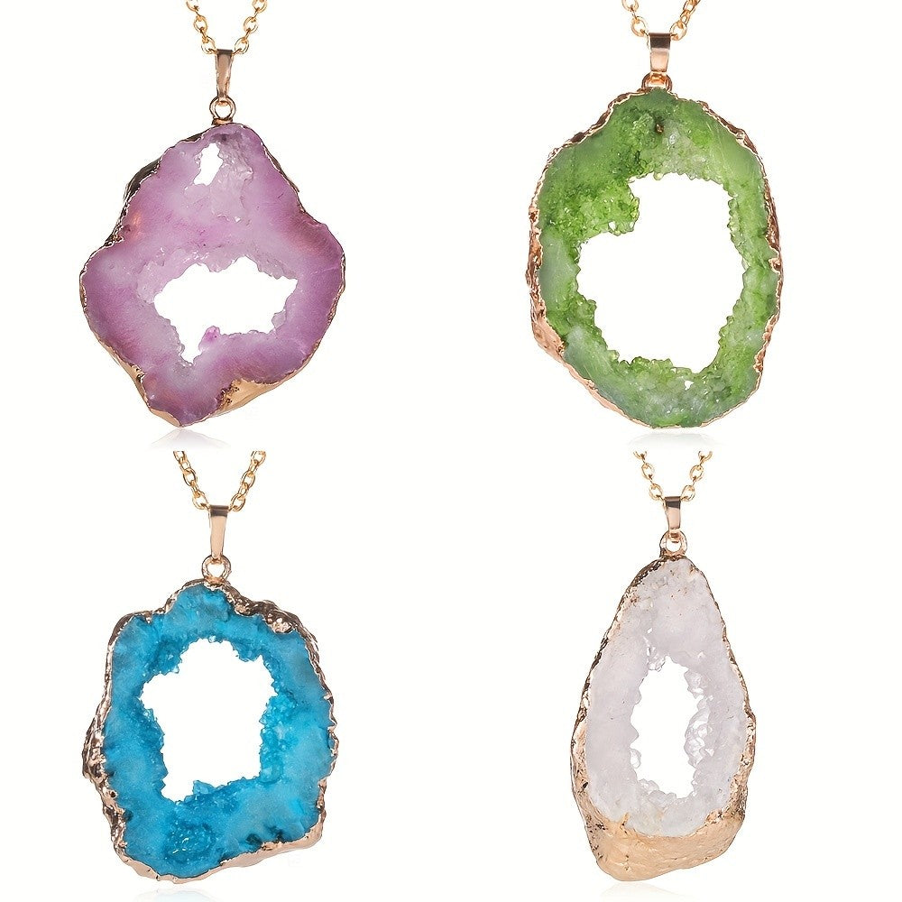 Agate Geode Pendant Necklace