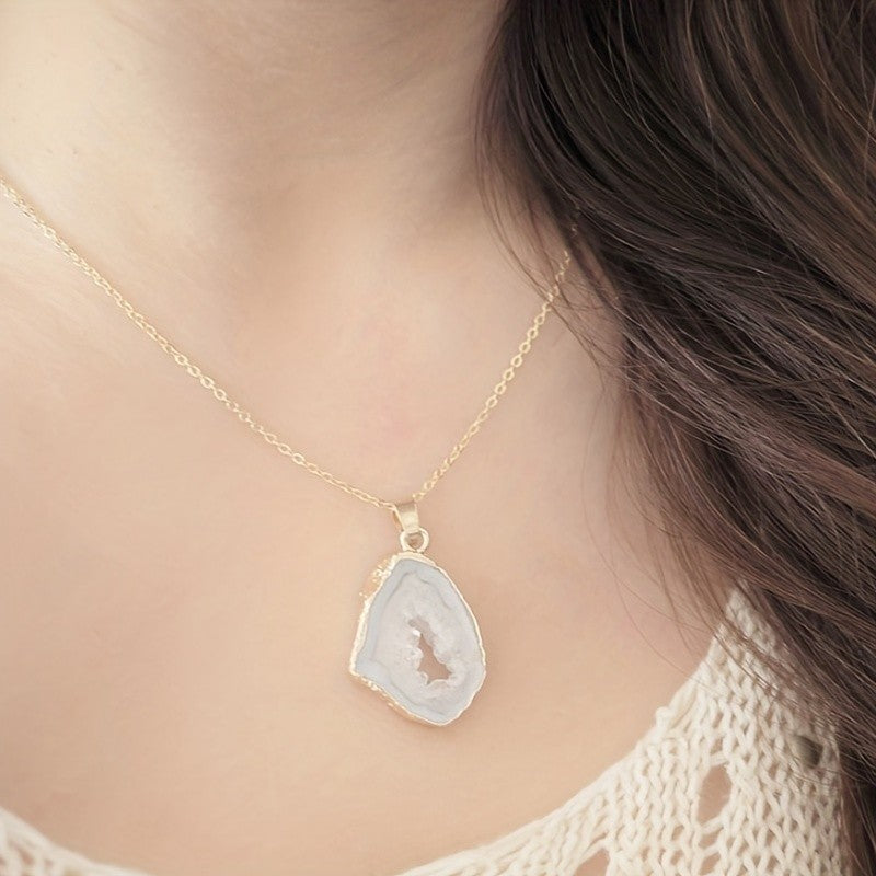 Agate Geode Pendant Necklace
