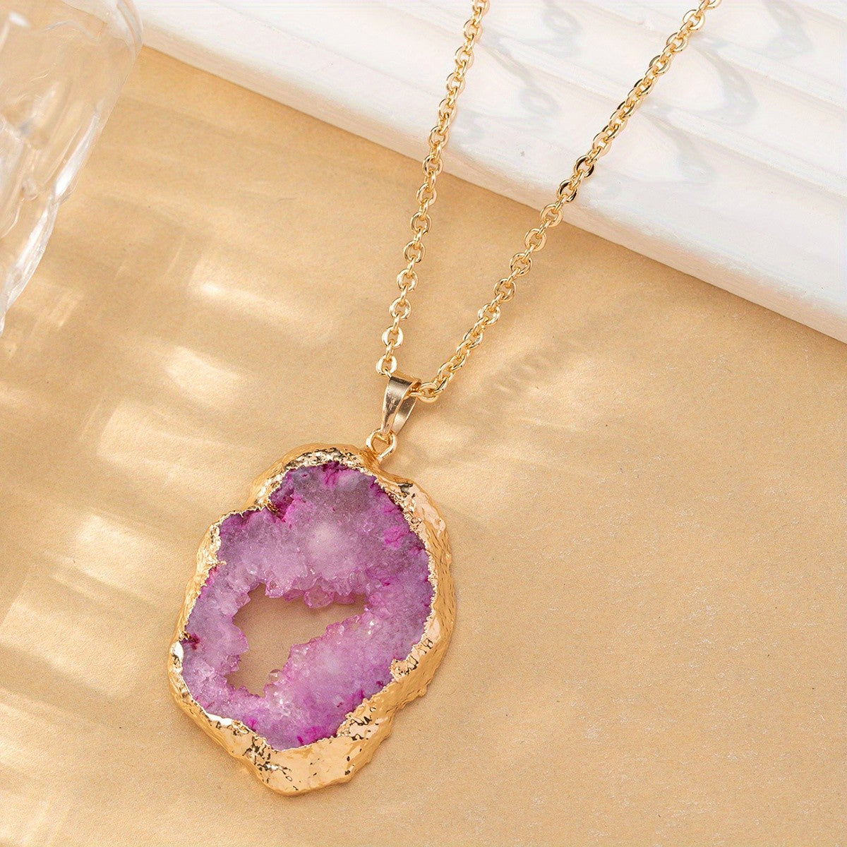 Agate Geode Pendant Necklace