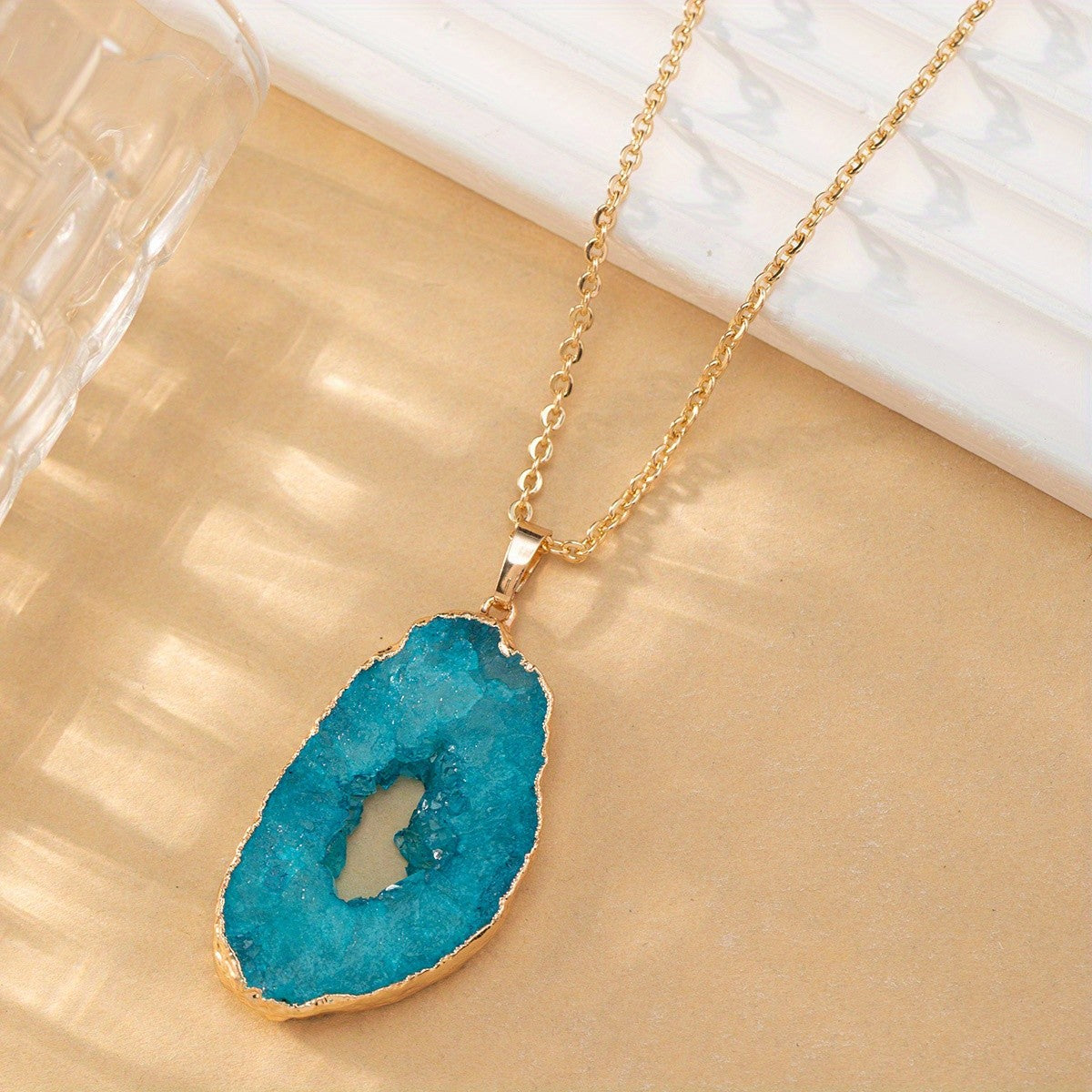 Agate Geode Pendant Necklace