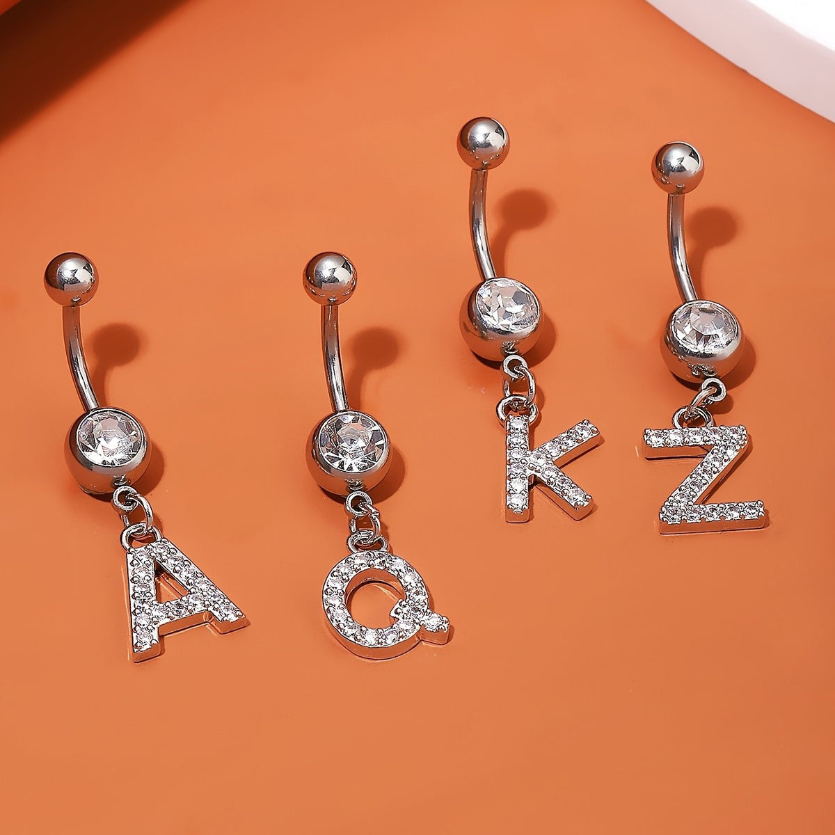 Crystal Initial Belly Button Ring