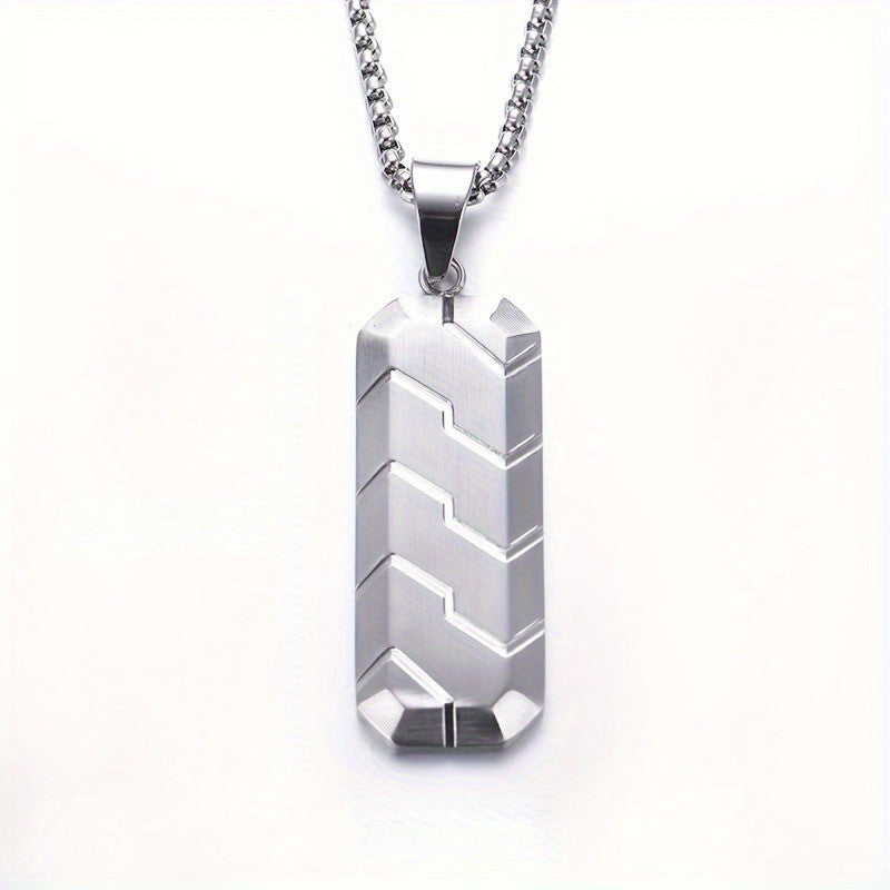 Tire Tread Bar Pendant Necklace