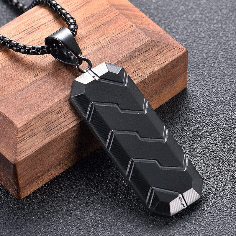 Tire Tread Bar Pendant Necklace