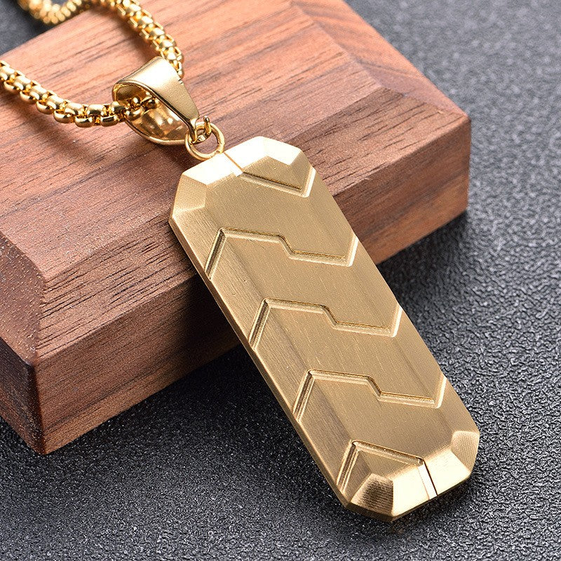 Tire Tread Bar Pendant Necklace