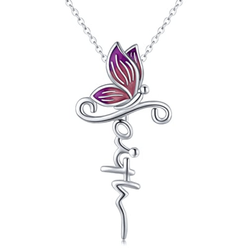 Butterfly Faith Script Necklace