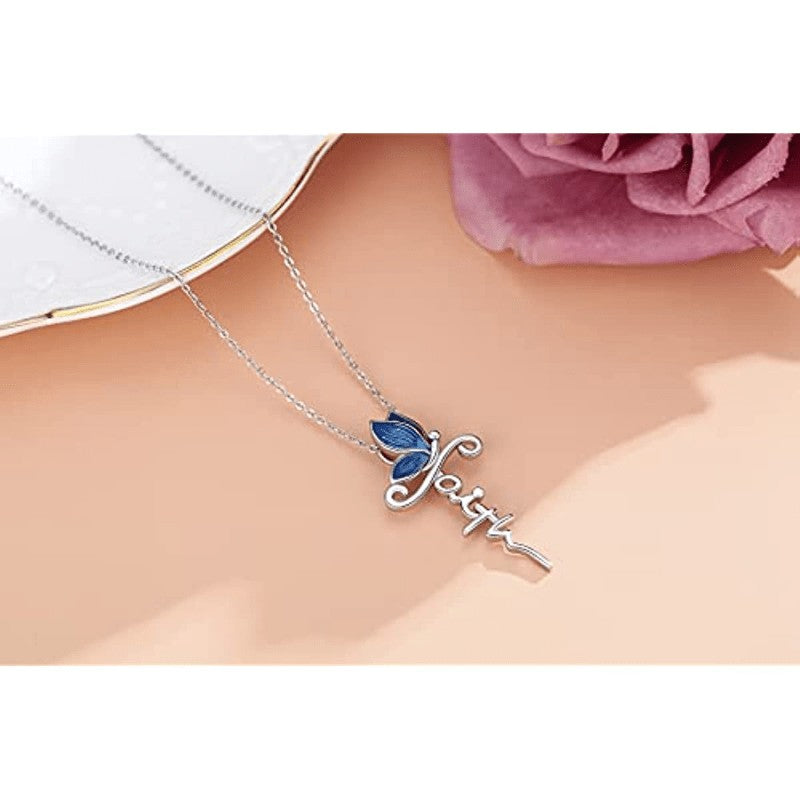 Butterfly Faith Script Necklace