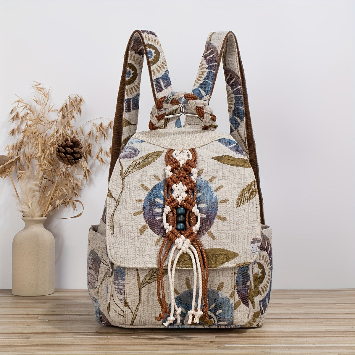Botanical Macrame Backpack