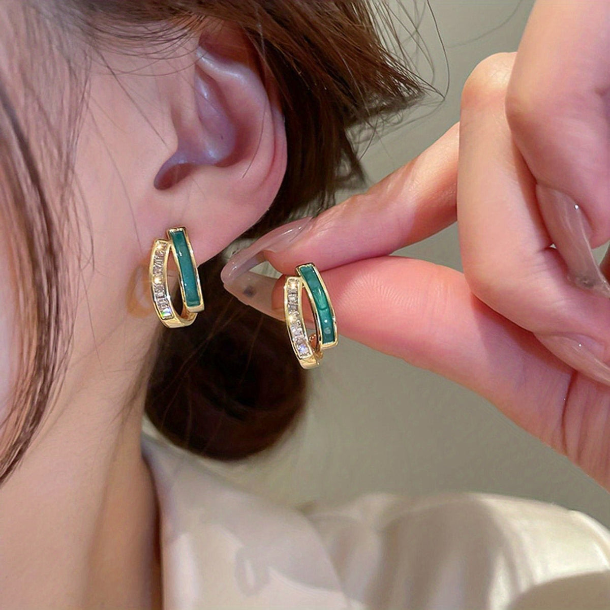 Enamel Baguette Hoop Earrings