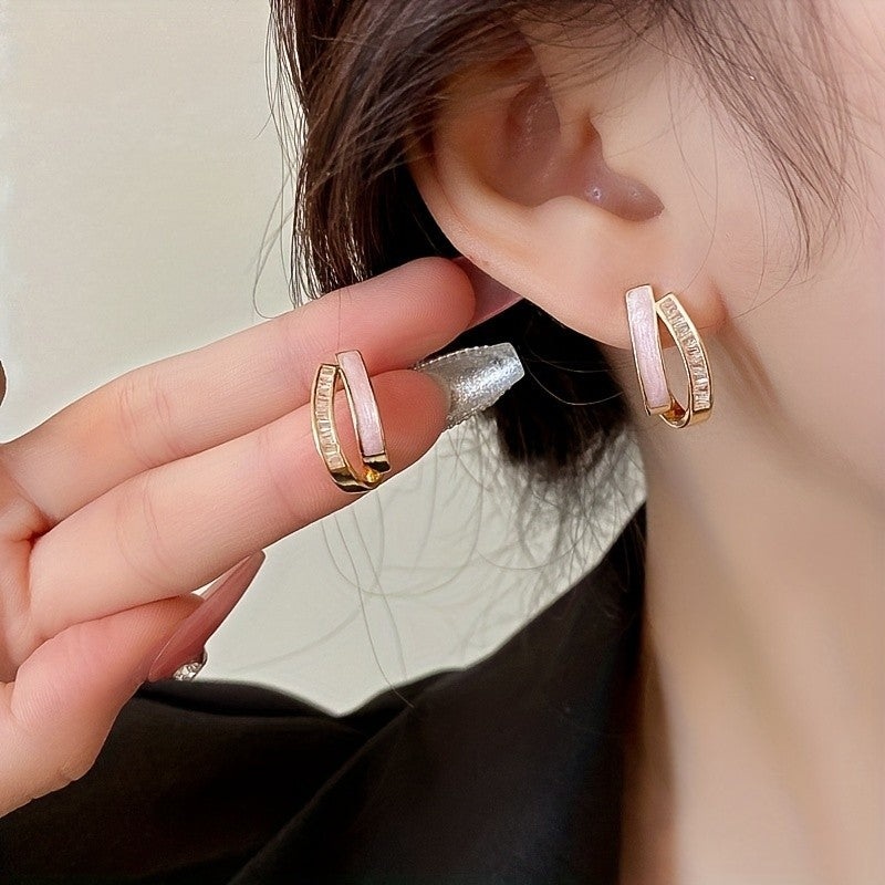 Enamel Baguette Hoop Earrings