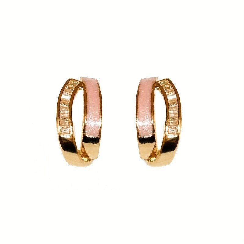 Enamel Baguette Hoop Earrings