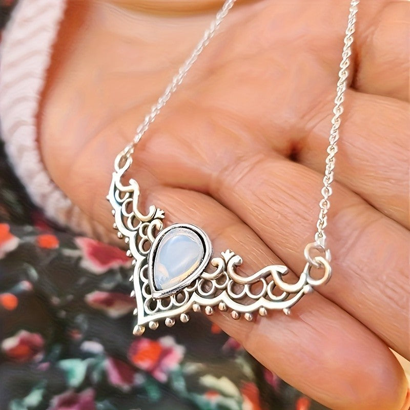 Ornate Scroll Moonstone Necklace