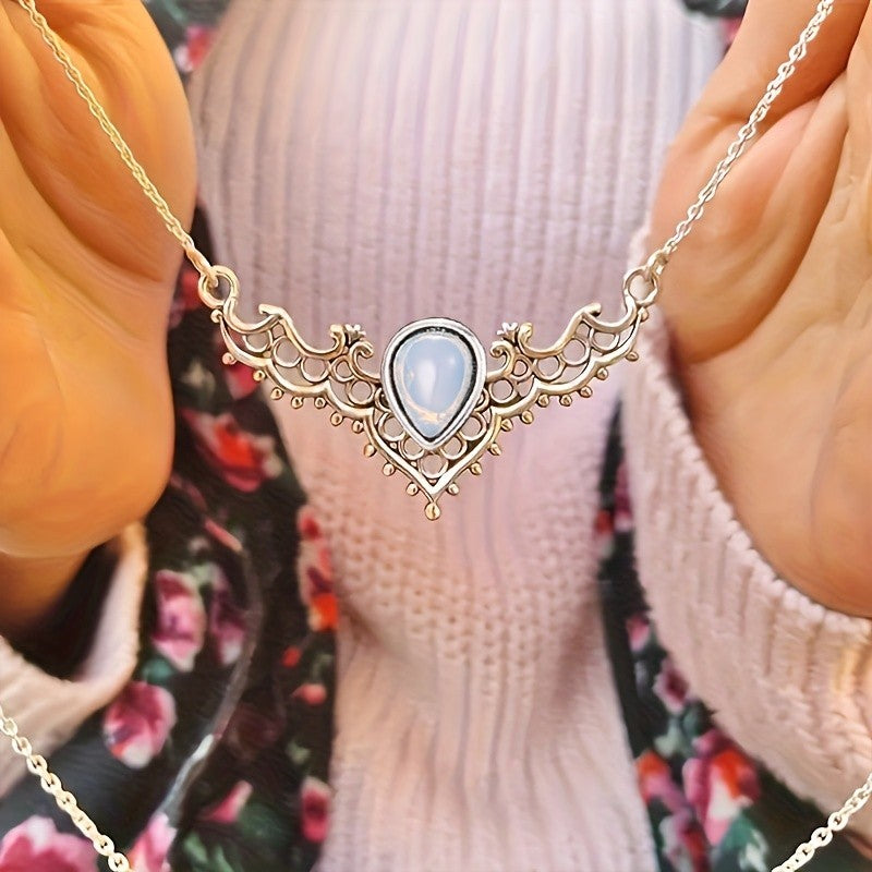 Ornate Scroll Moonstone Necklace