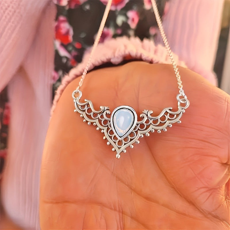 Ornate Scroll Moonstone Necklace
