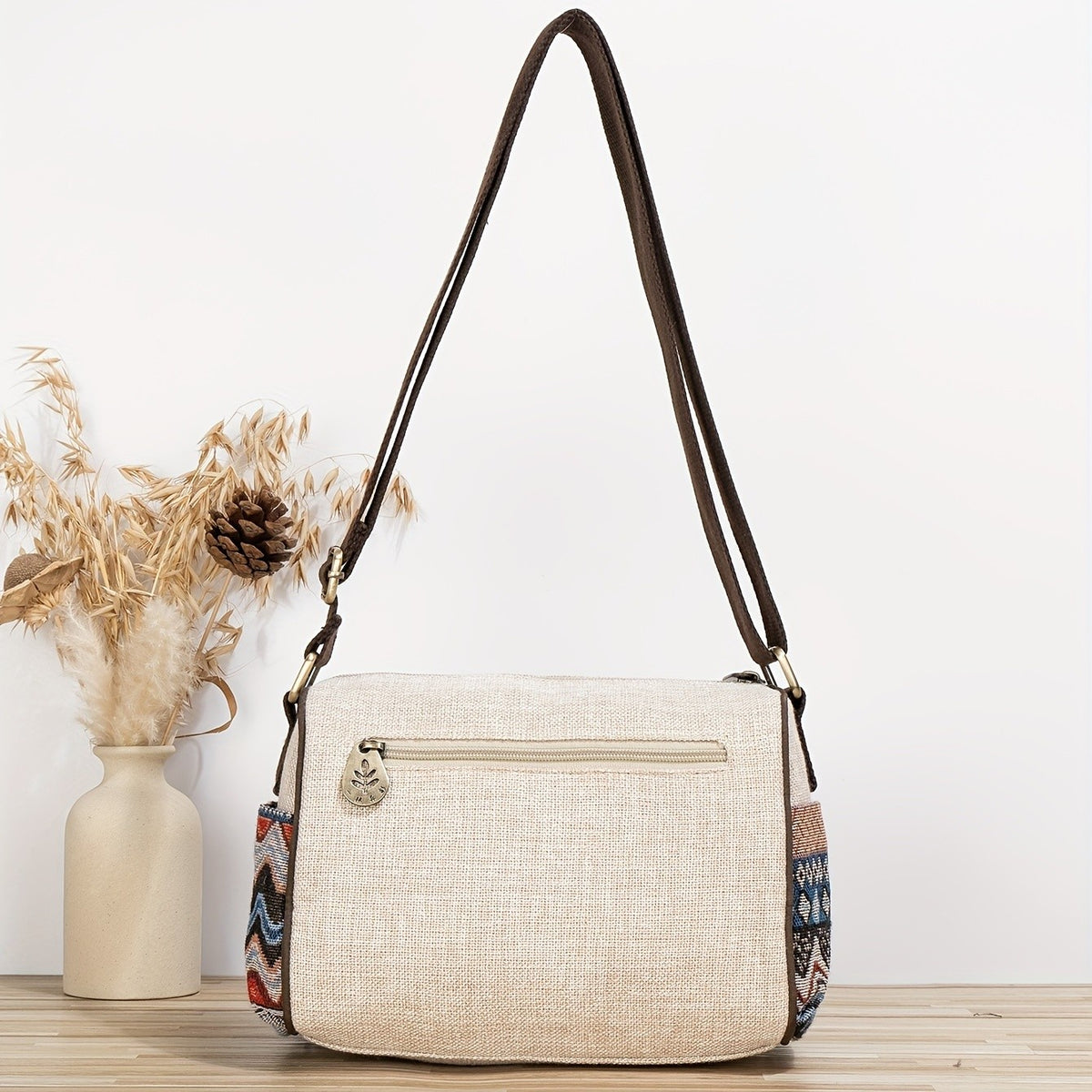 Embroidered Floral Messenger Bag