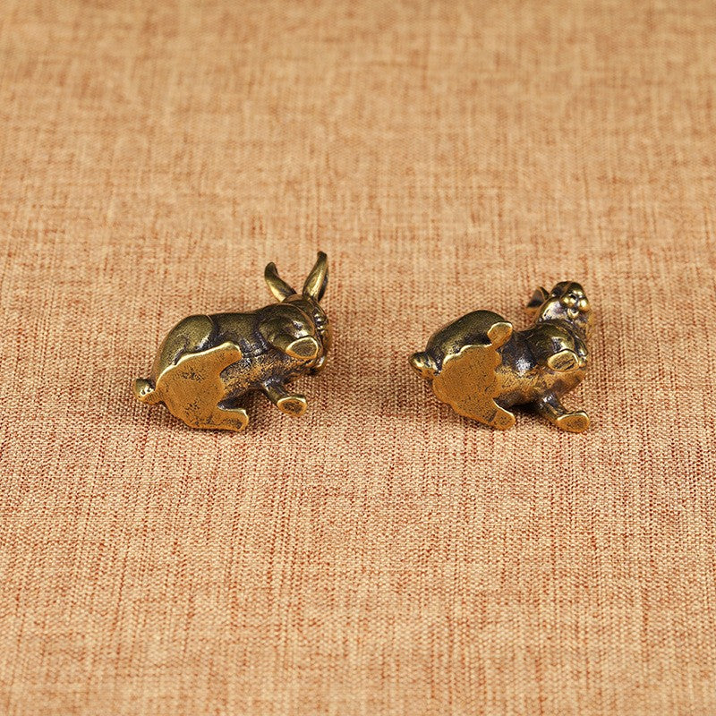 Vintage Brass Rabbit Figurine Set