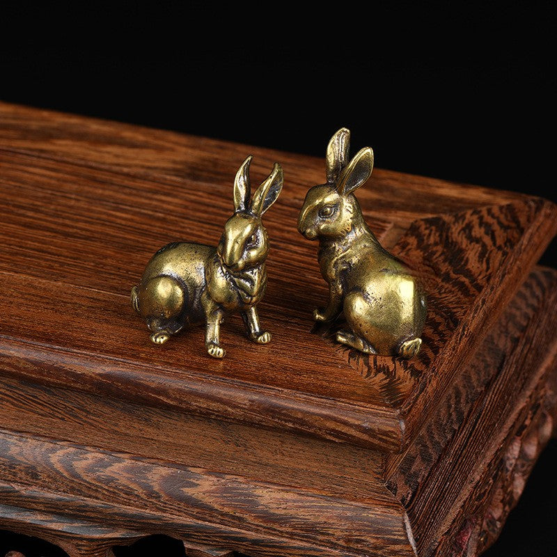 Vintage Brass Rabbit Figurine Set