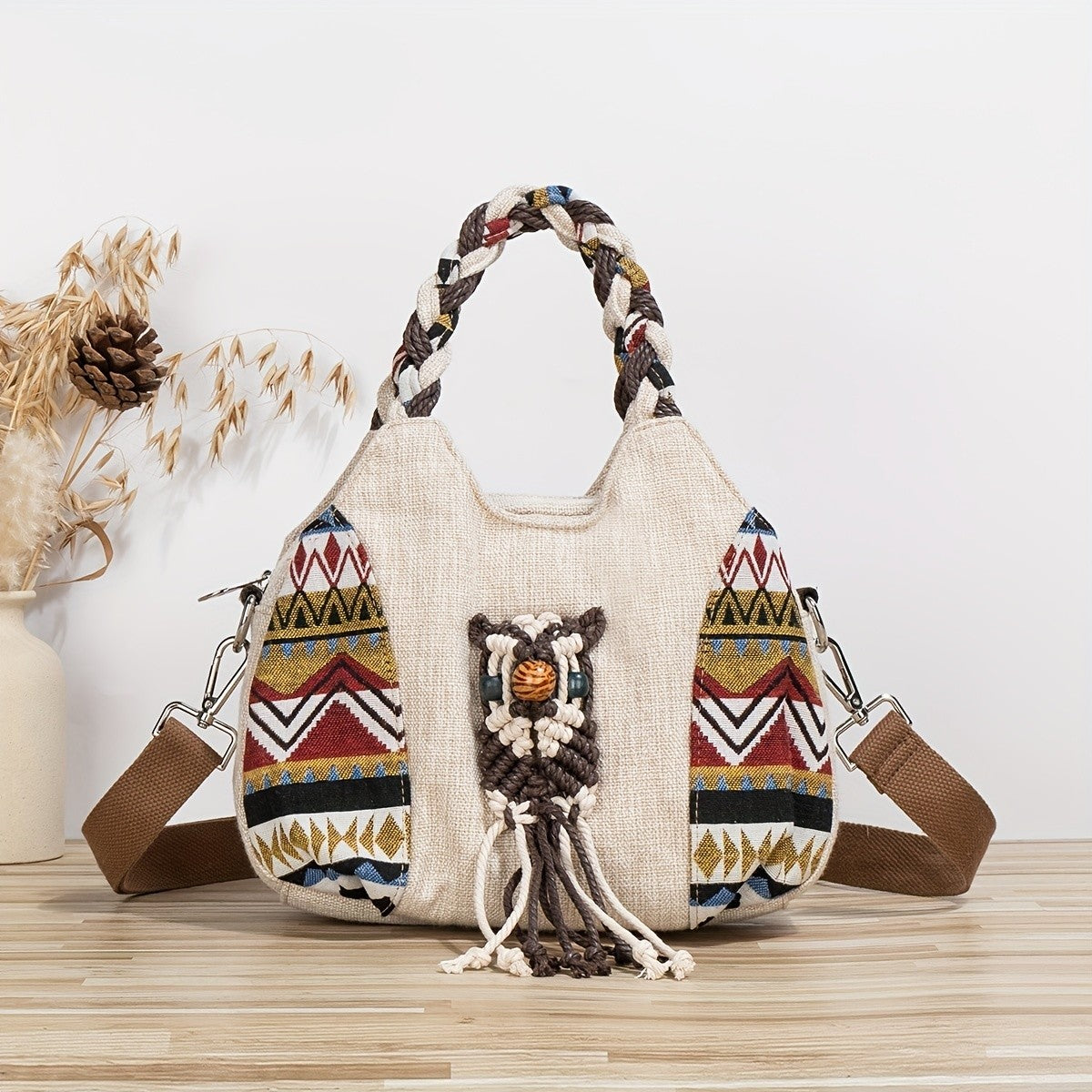 Woven Owl Tote Bag