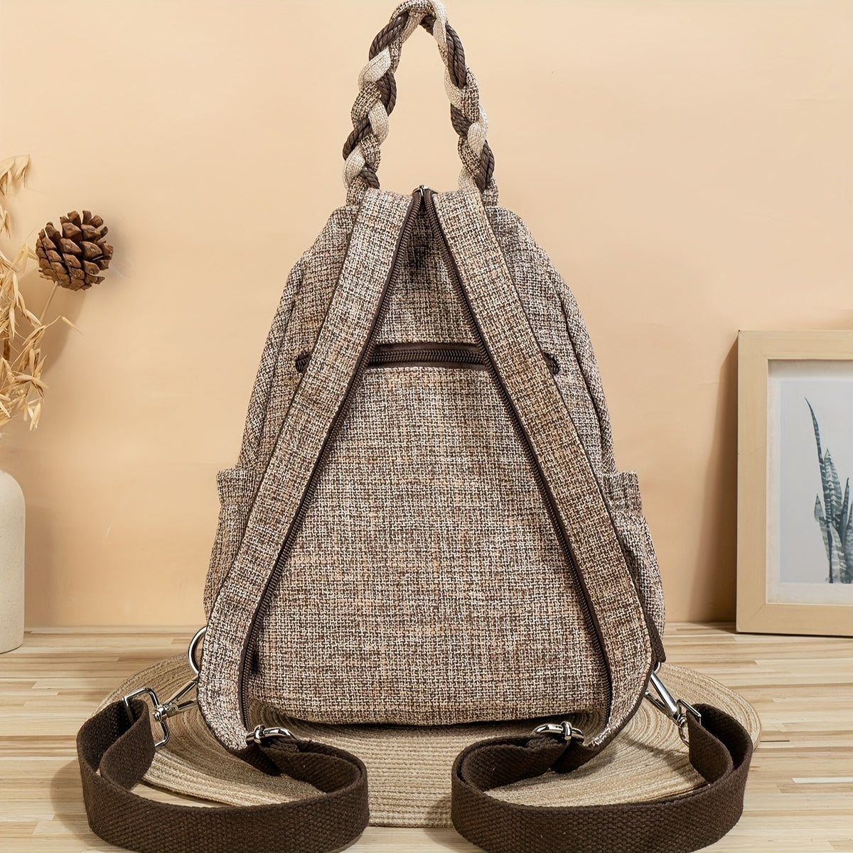 Floral Woven Backpack