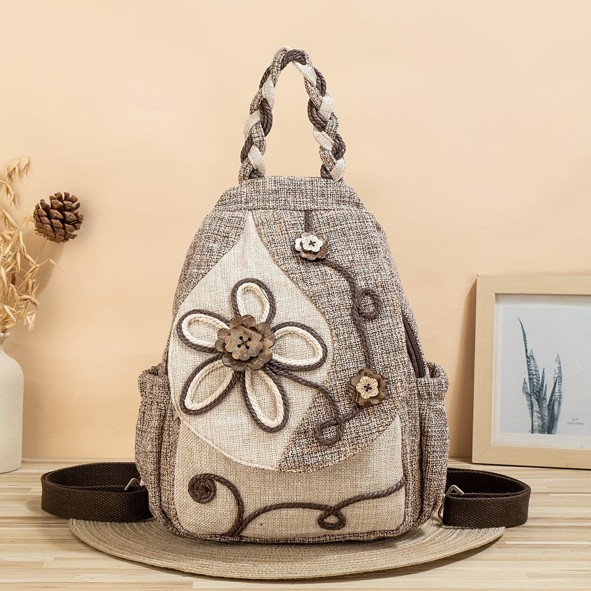 Floral Woven Backpack