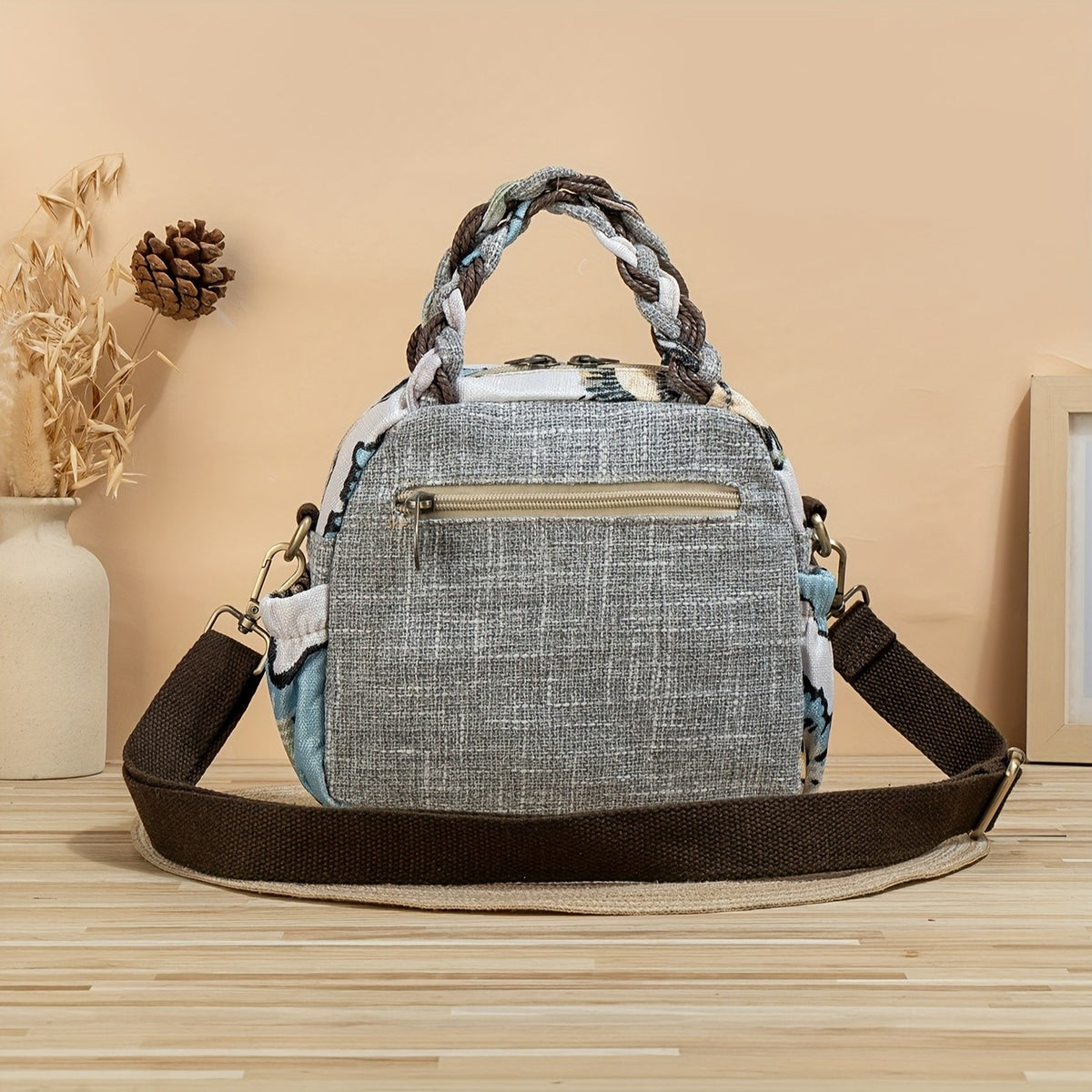 Floral Applique Fabric Bag