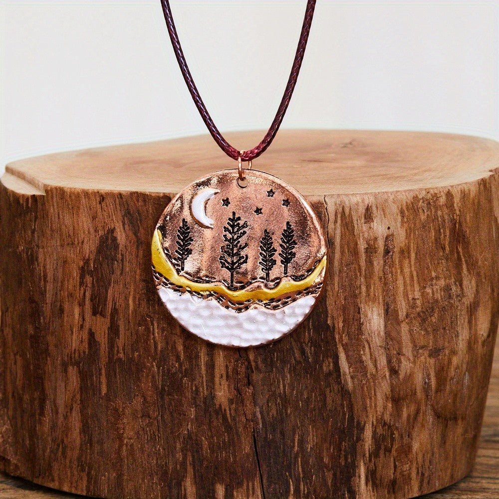 Crescent Moon Forest Pendant Necklace