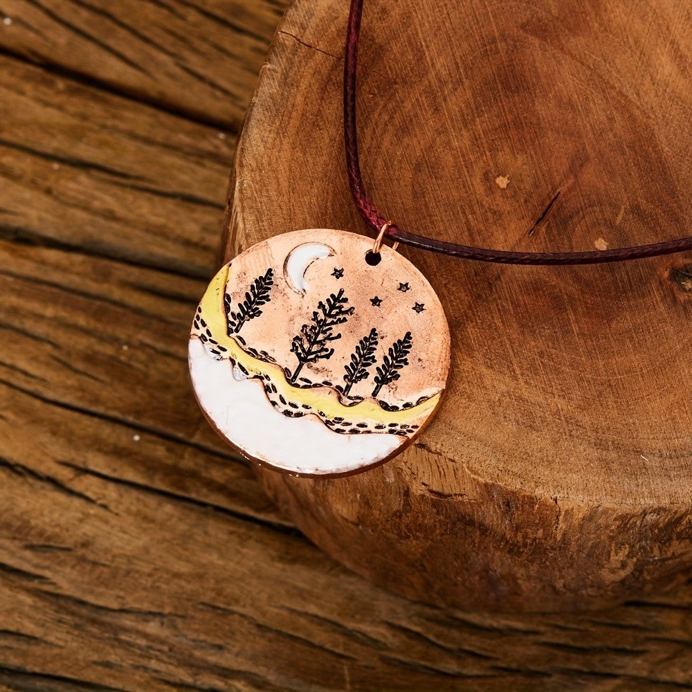 Crescent Moon Forest Pendant Necklace