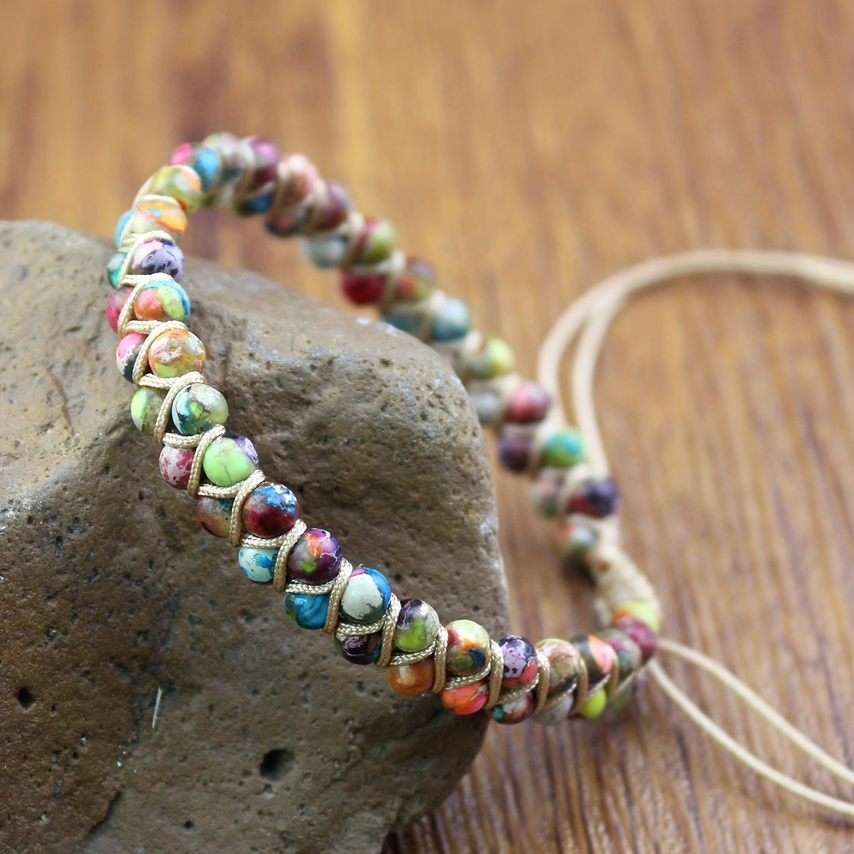 Multicolor Stone Braided Wrap Bracelet